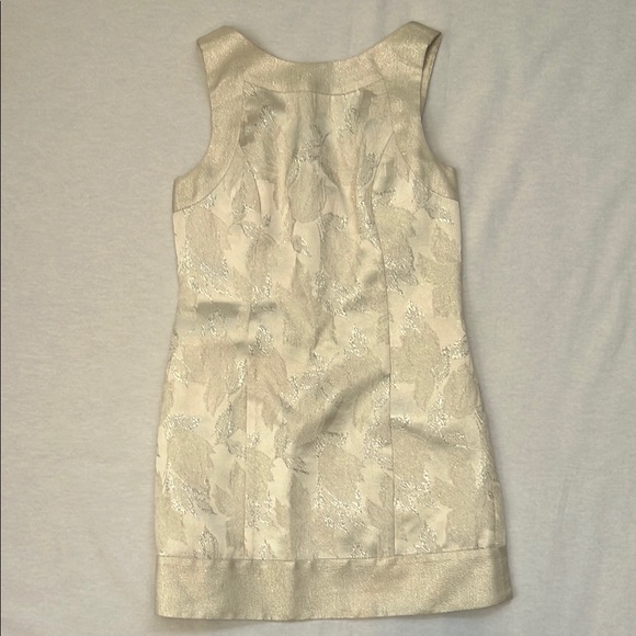 bebe Dresses & Skirts - Bebe Cream Sheath Mini Dress with Scoop Neck and Silver Sparkly Embellishments